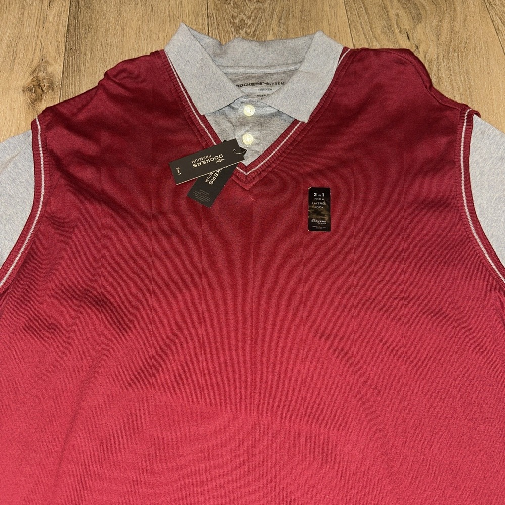 Dockers Men's 2 in 1 SS Polo Shirt with Attached Vest Size XL‎ NEW Layered Look